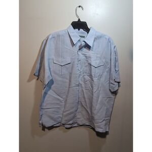 Cubavera Light Blue Short Sleeve Men's Large Shirt, Button Down Embroidered Wear